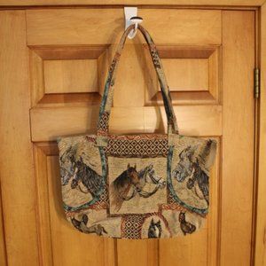 Woven Textile Equestrian Shoulder Bag